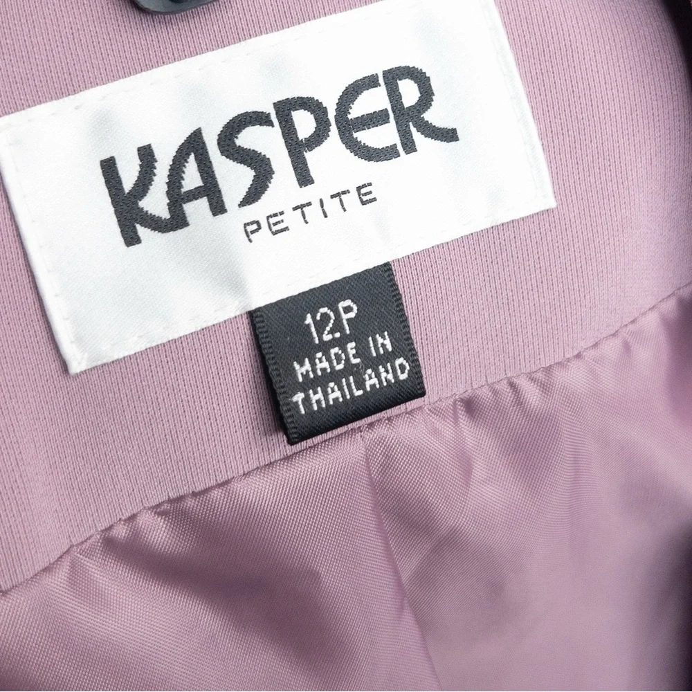 Kasper Petites 12 12P Dusty Purple‎ Silk Trim Scarf Skirt Suit Set 3 Piece Work